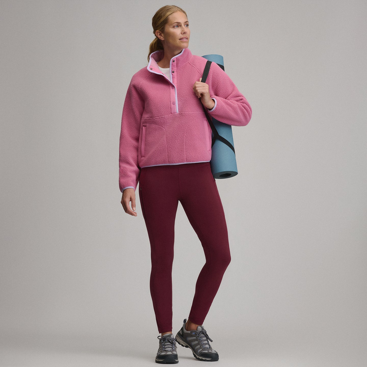 Women's Plush Fleece Snap-Mock Pullover-Dusty Rose-12