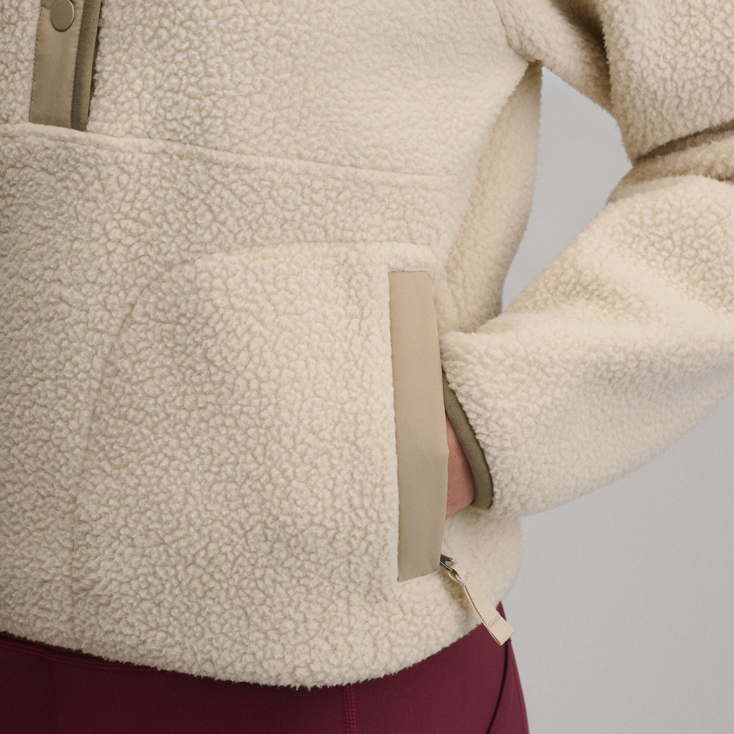 Women's Plush Fleece Snap-Mock Pullover-Jute-15