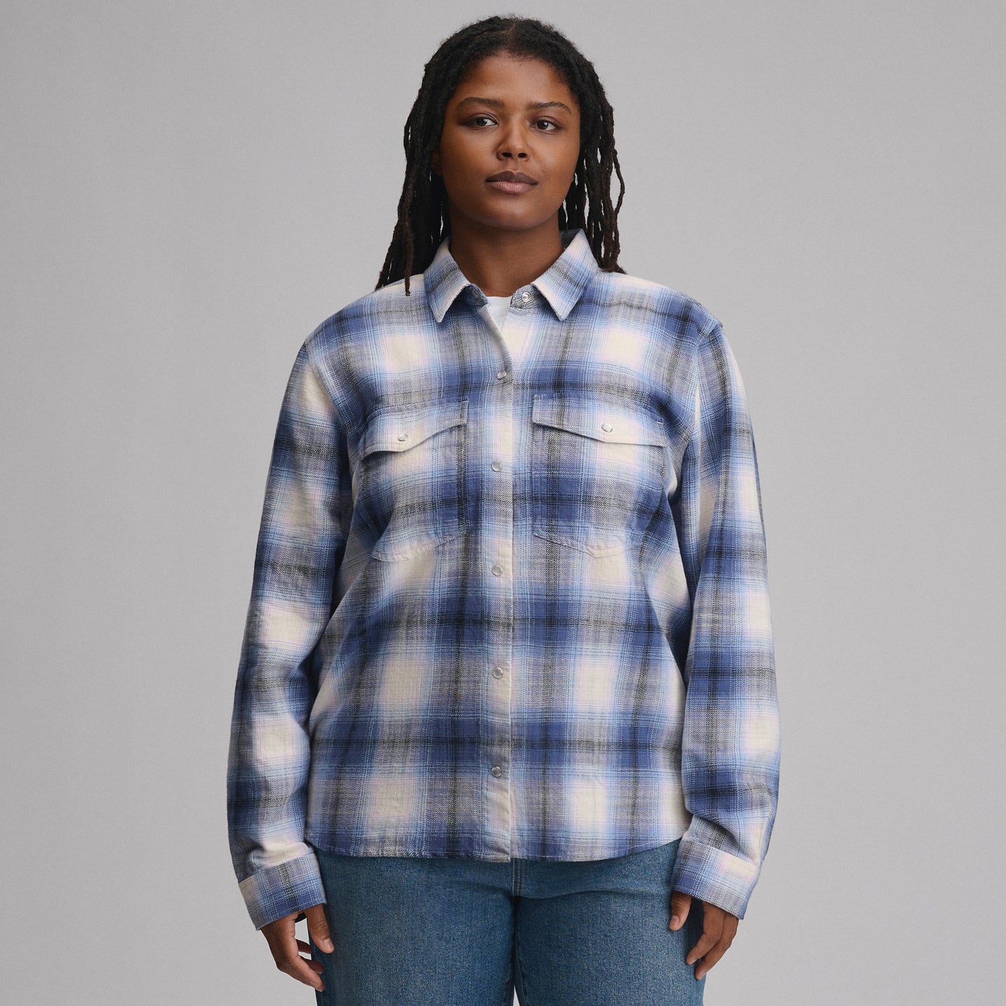 Women's Long-Sleeve Western Button-Down Shirt-Dark Horizon-1