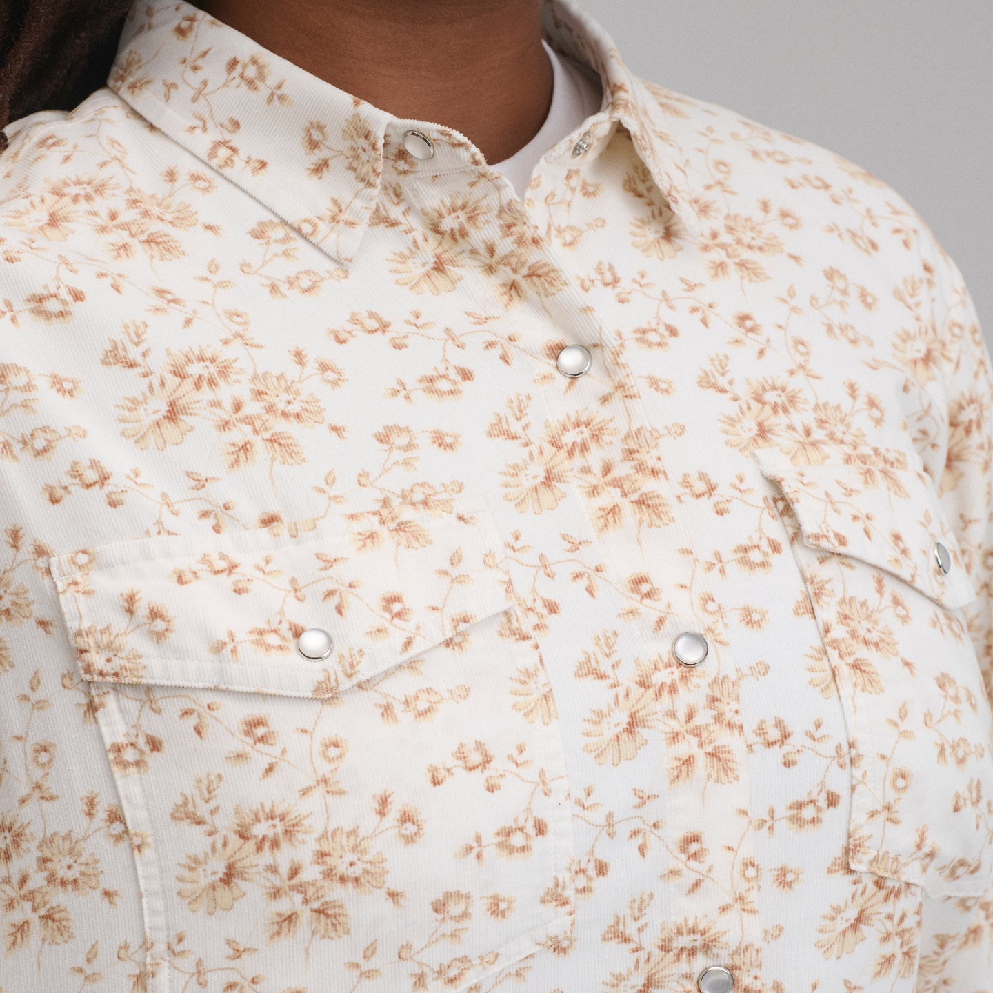 Women's Long-Sleeve Western Button-Down Shirt-Ivory-9