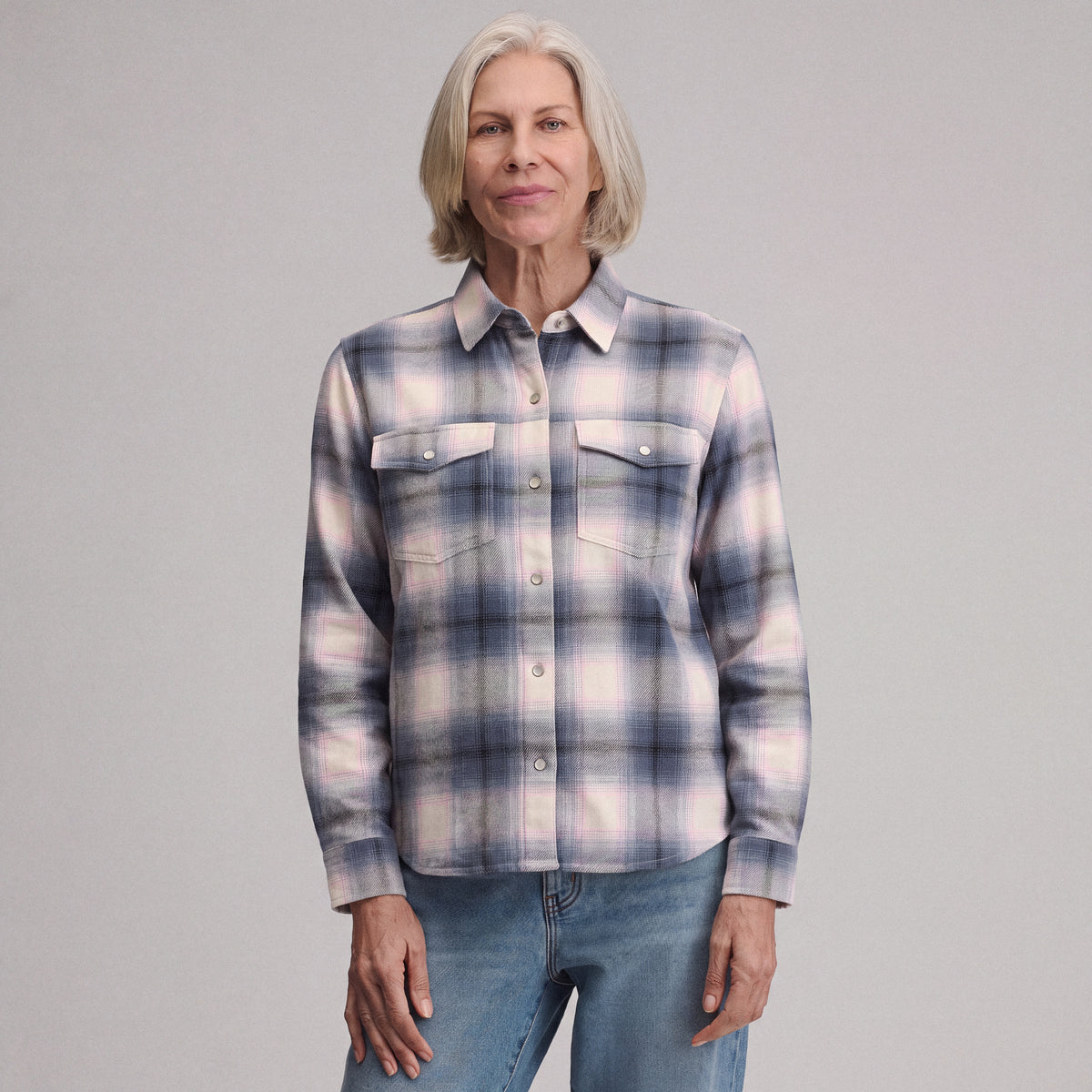 Women's Long-Sleeve Western Button-Down Shirt-Dark Horizon-1