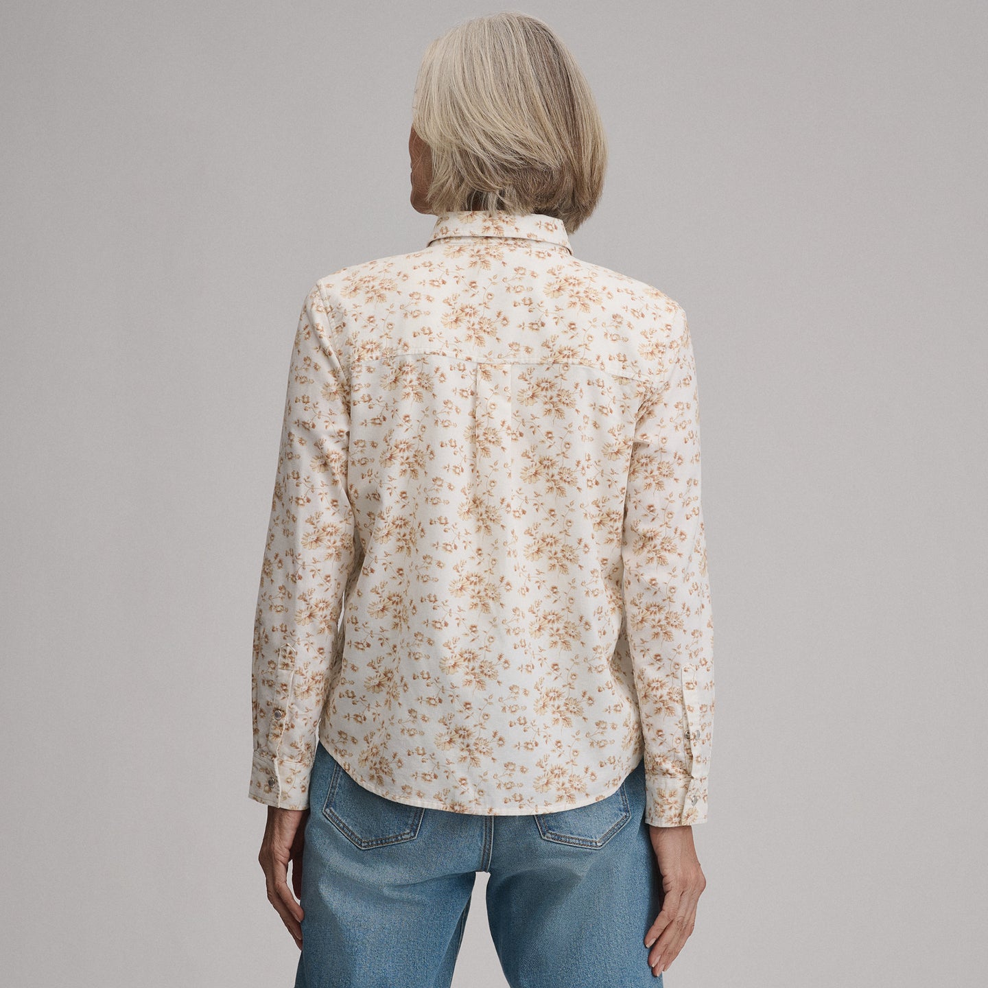Women's Long-Sleeve Western Button-Down Shirt-Ivory-8