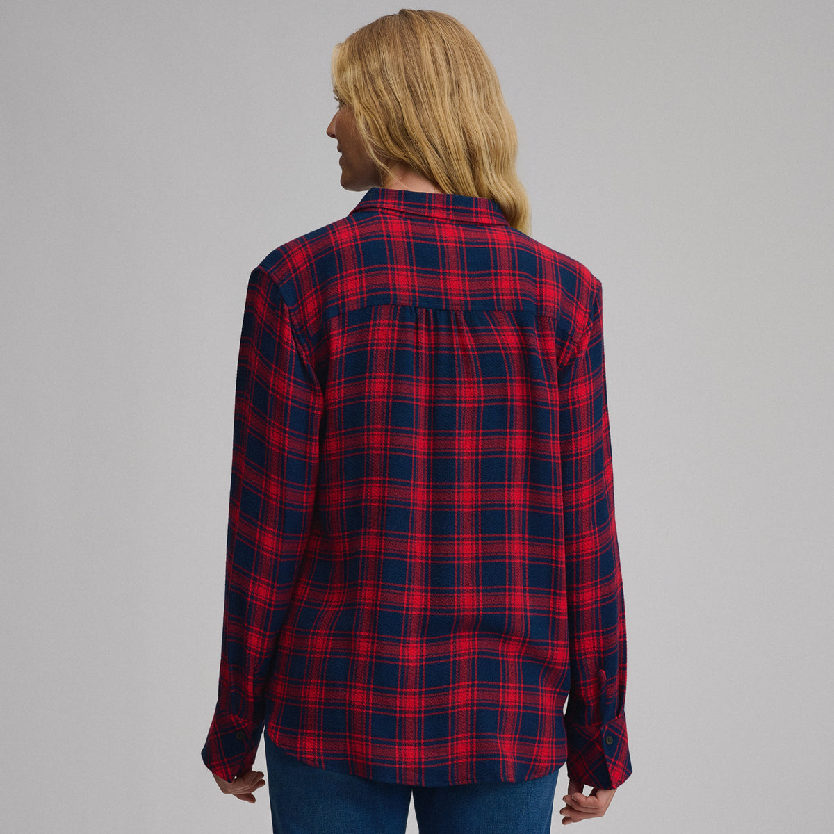 Women's Long-Sleeve Softened Button-Down Shirt-Cardinal-6