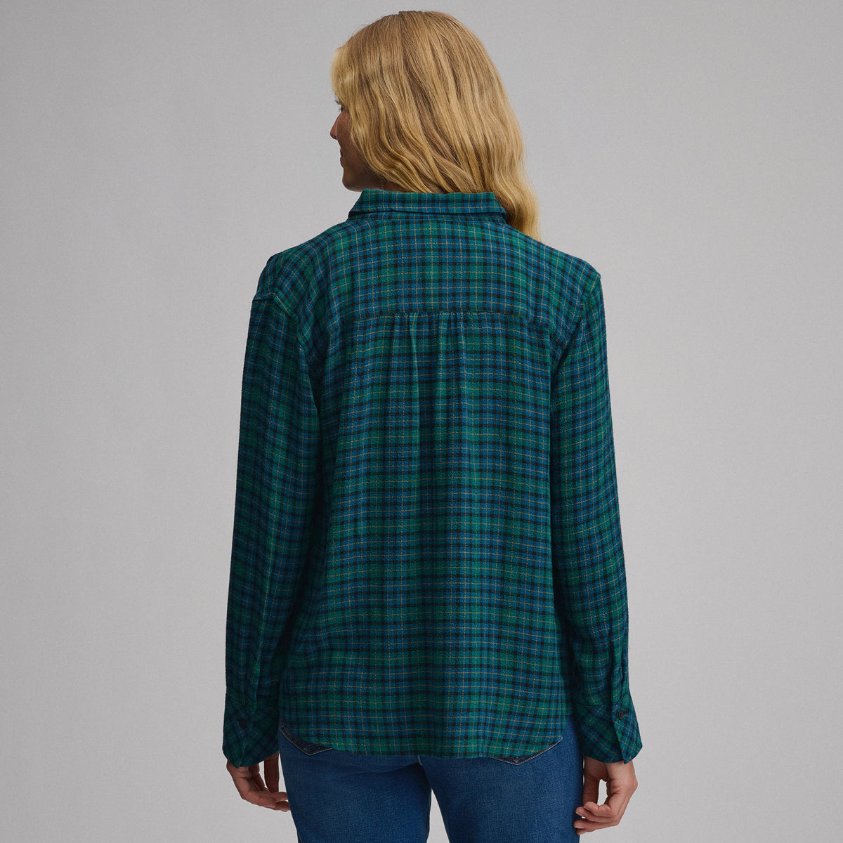 Women's Long-Sleeve Softened Button-Down Shirt-Marine-10