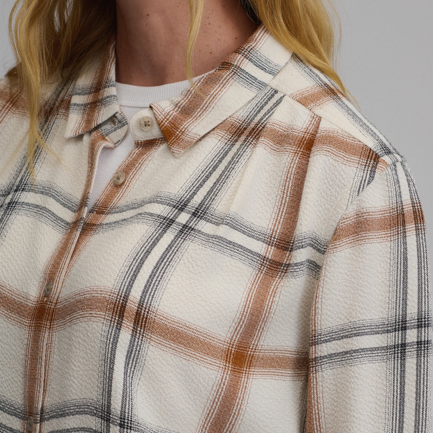 Women's Long-Sleeve Softened Button-Down Shirt-Ivory-15