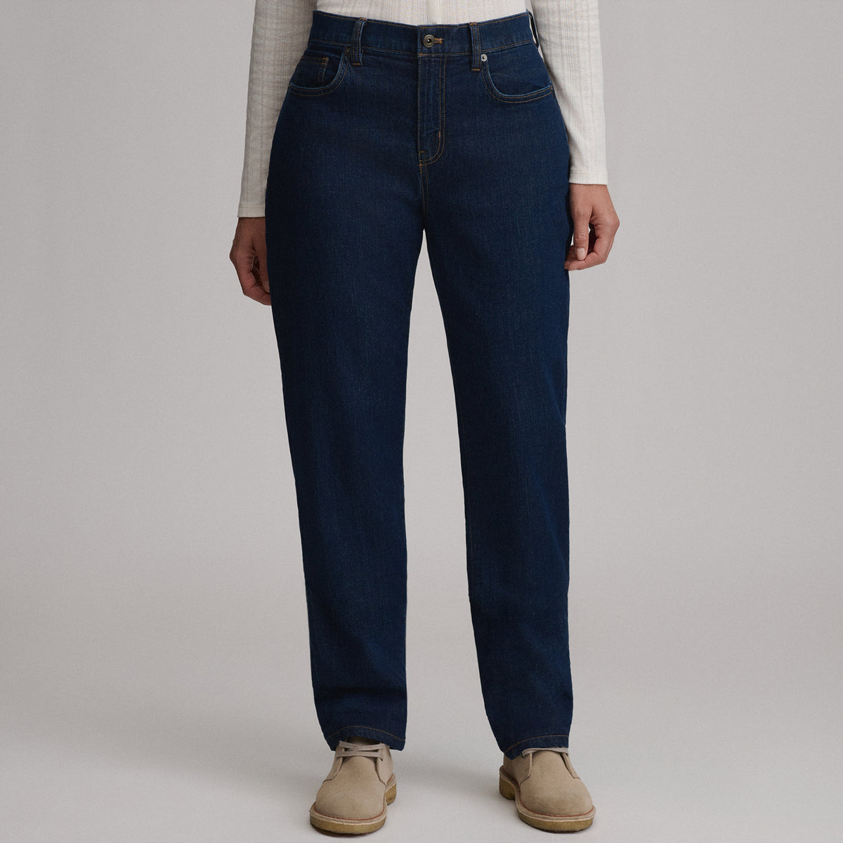 Women's Boyfriend Flannel Lined Jean-Aged Blue-1
