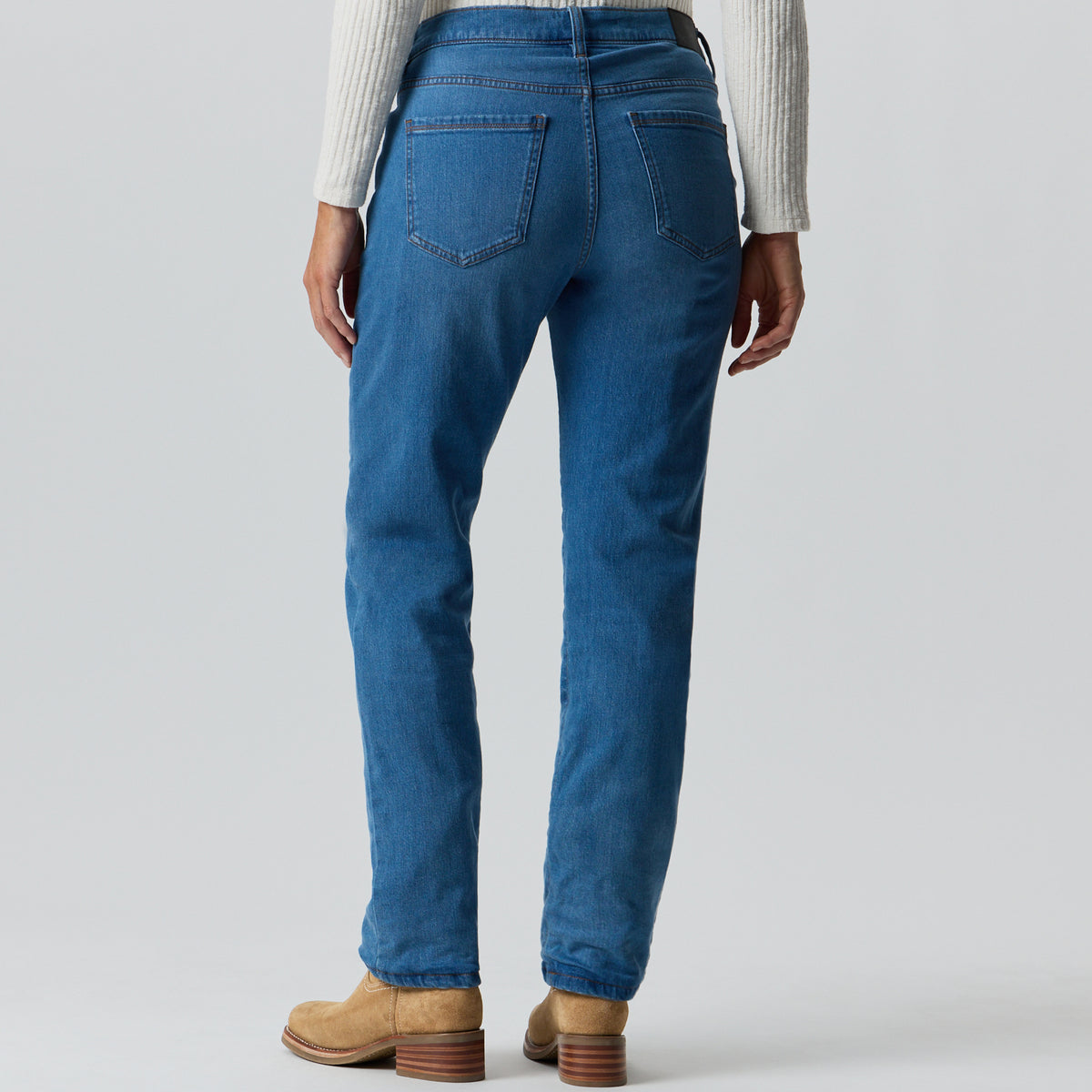 Women's Boyfriend Flannel Lined Jean-Deep Rinse-2