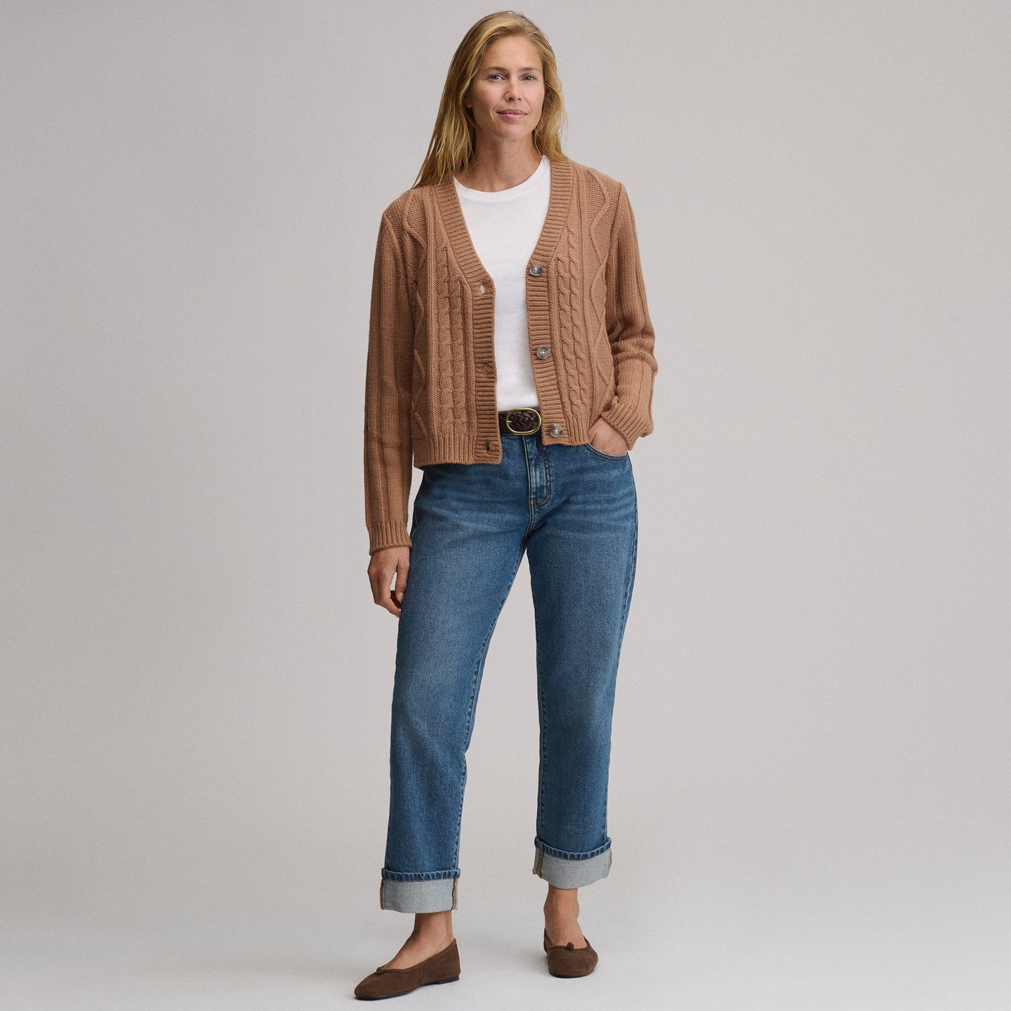 Everloft Cable Cardigan-Camel-4