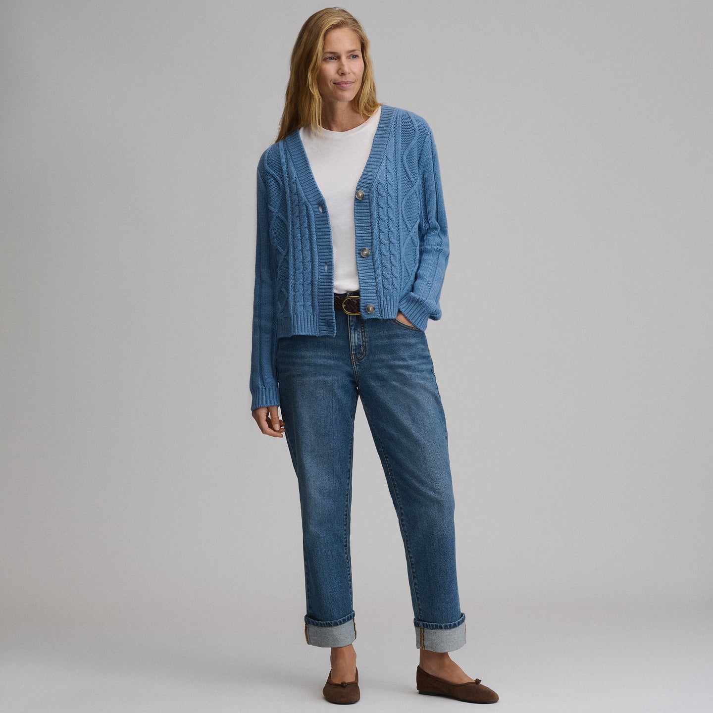 Everloft Cable Cardigan-Dk Chambray-8