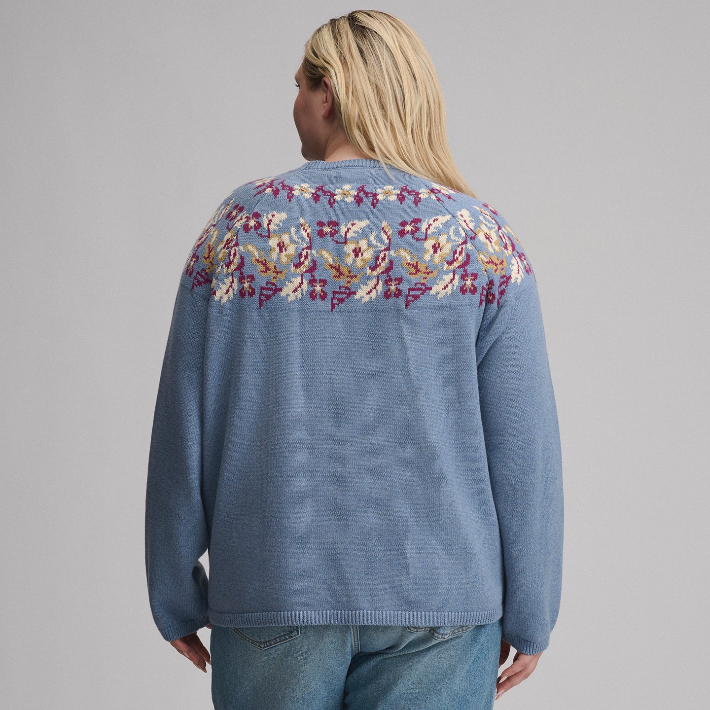 Women's Placed Intarsia Sweater-Dark Horizon-2