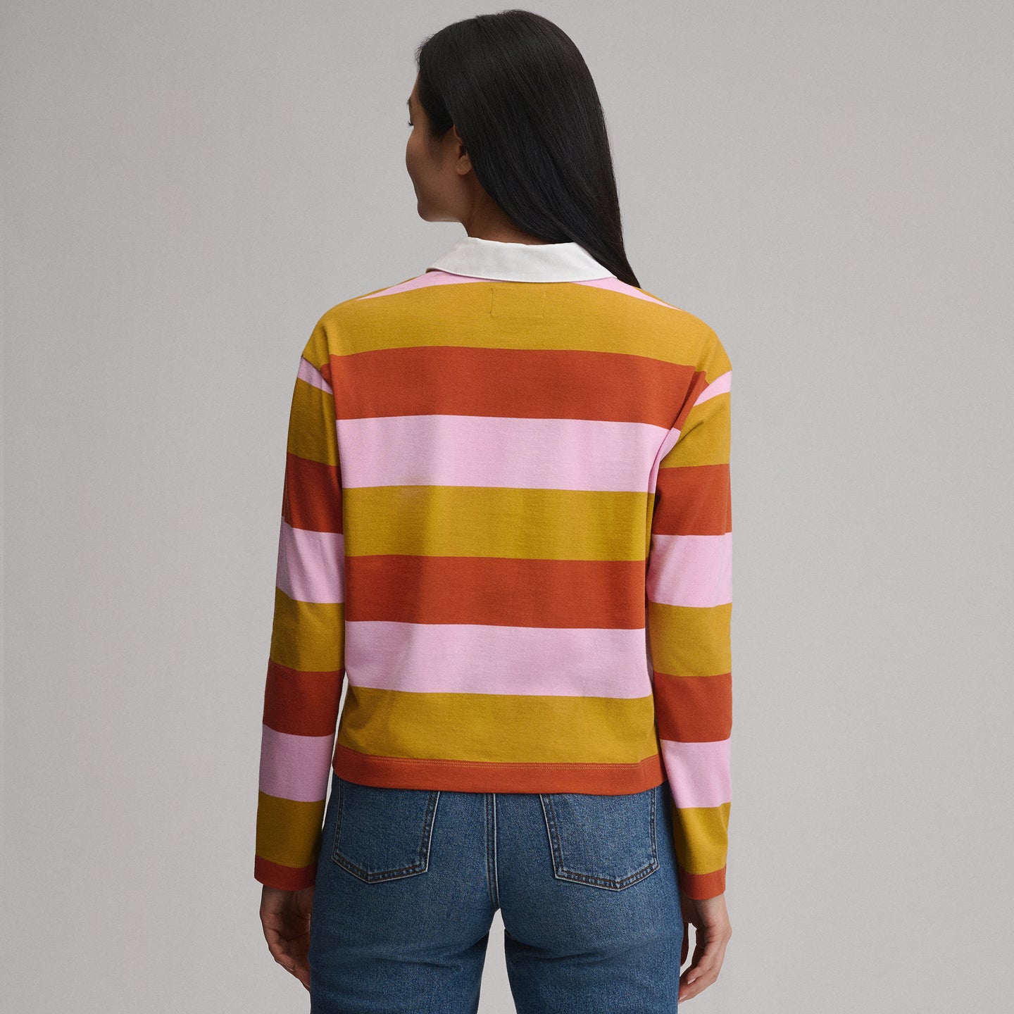 Women's Long-Sleeve Rugby Polo-Gold-2
