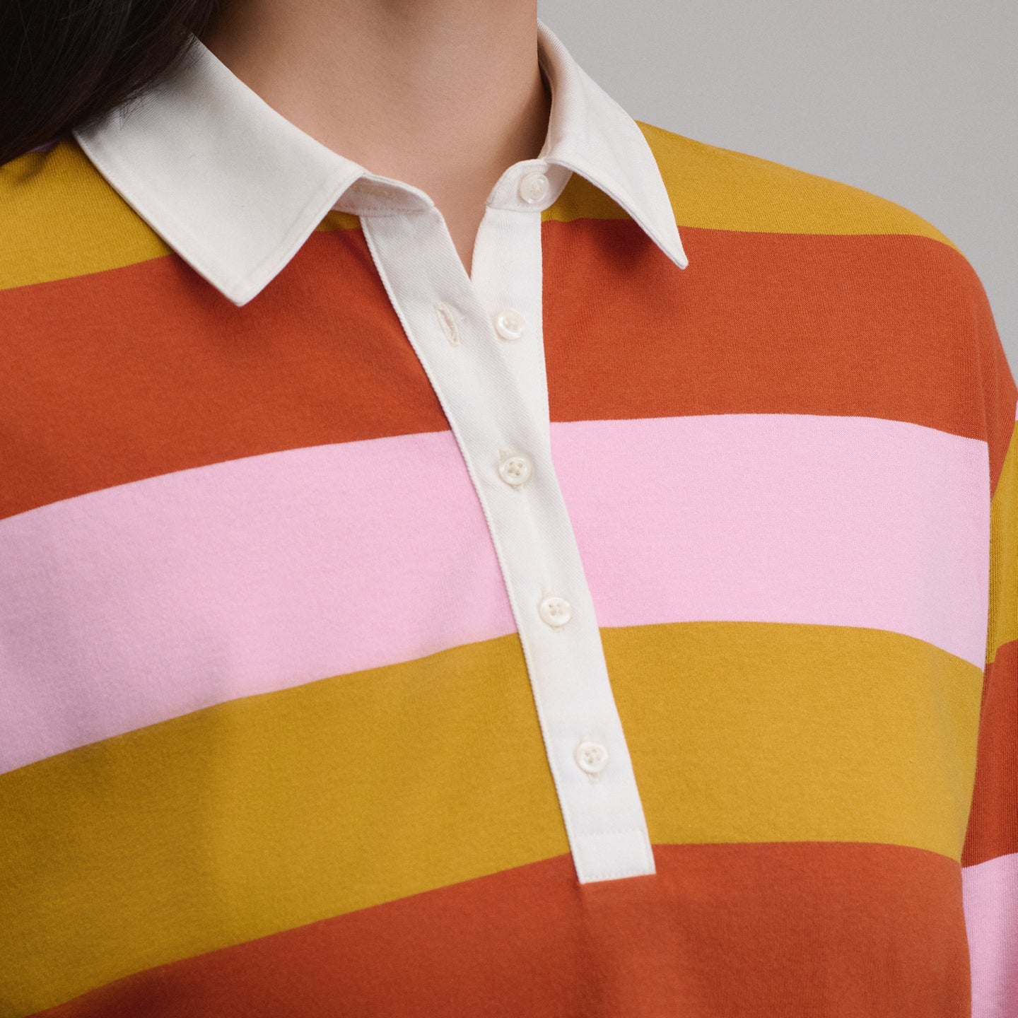Women's Long-Sleeve Rugby Polo-Gold-3