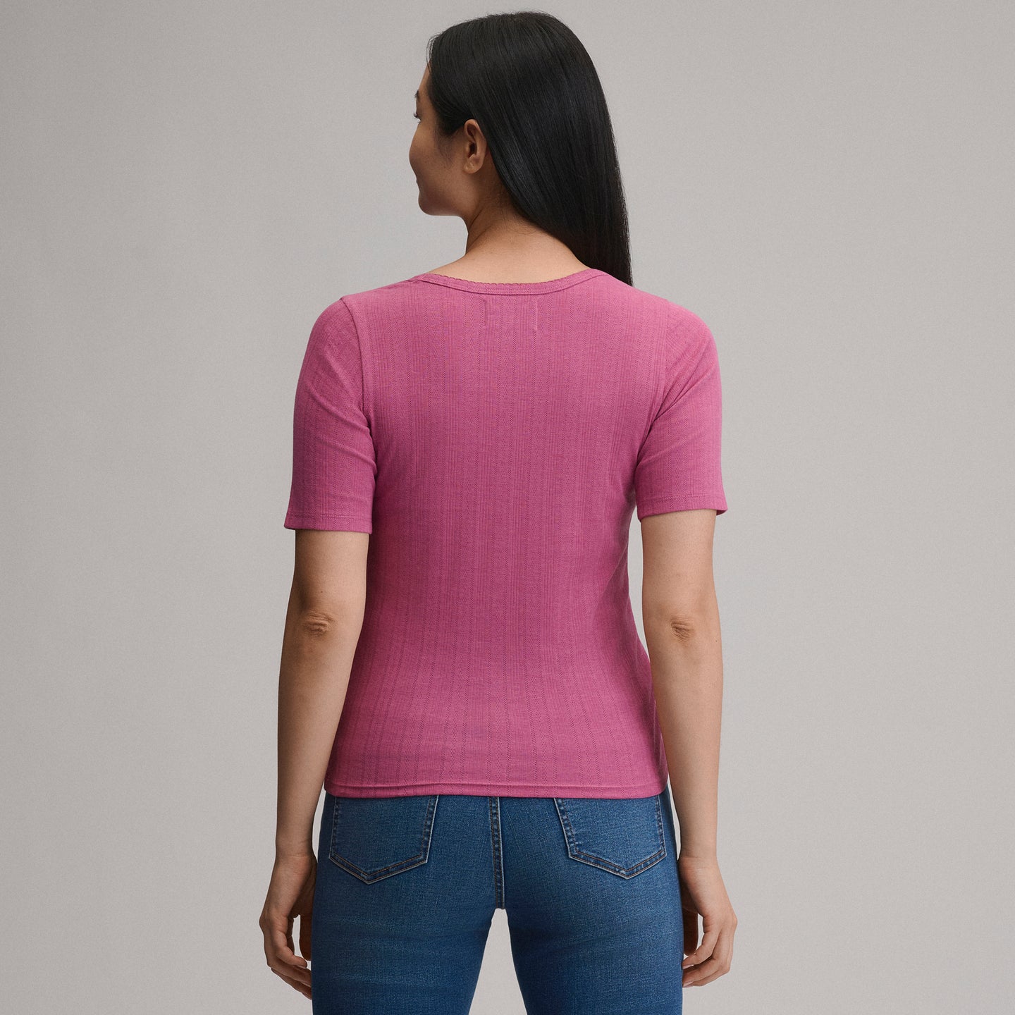Pointelle Square Neck SS-Dusty Rose-6