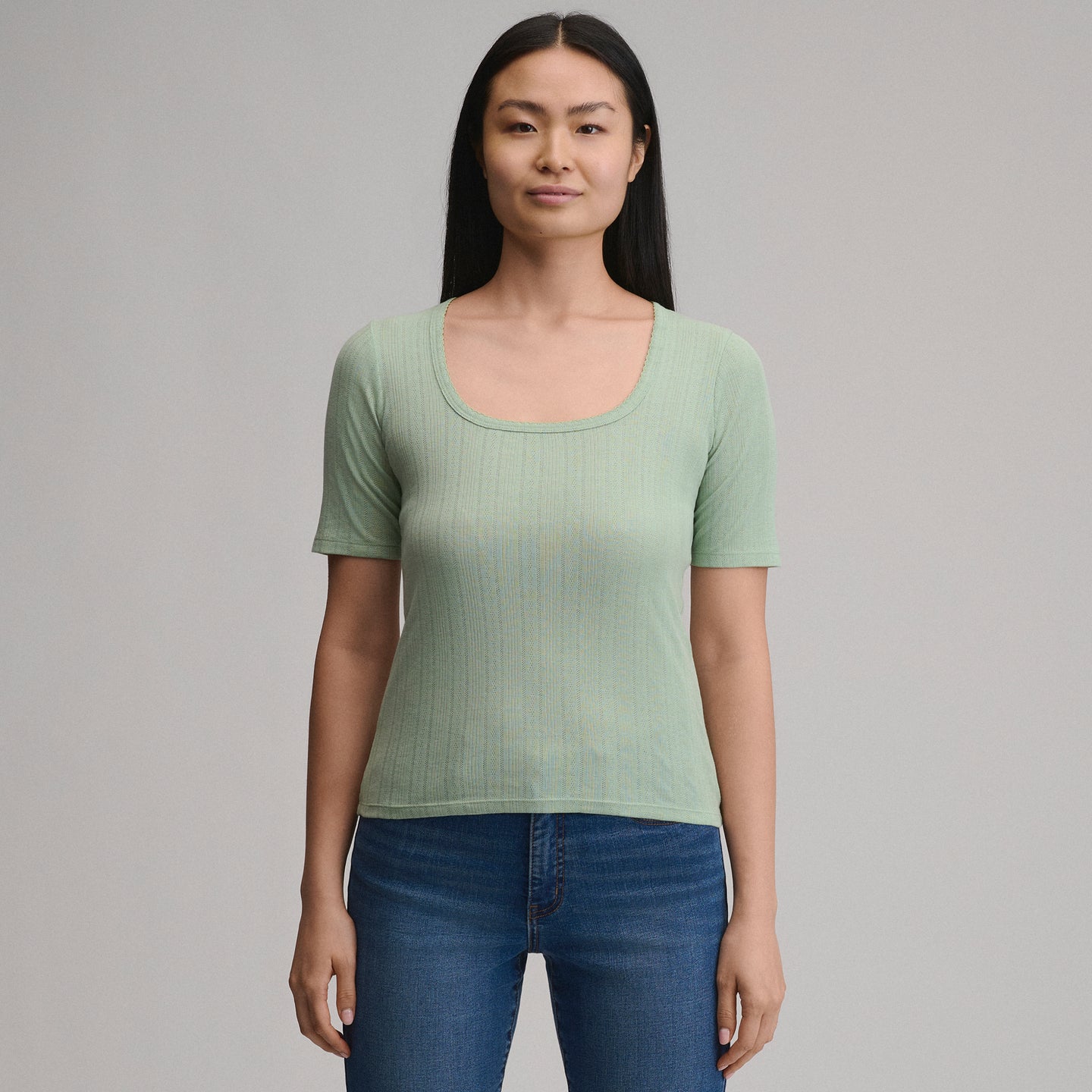 Pointelle Square Neck SS-Limestone-13