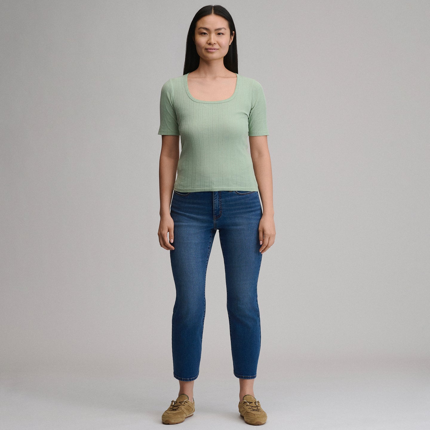 Pointelle Square Neck SS-Limestone-16