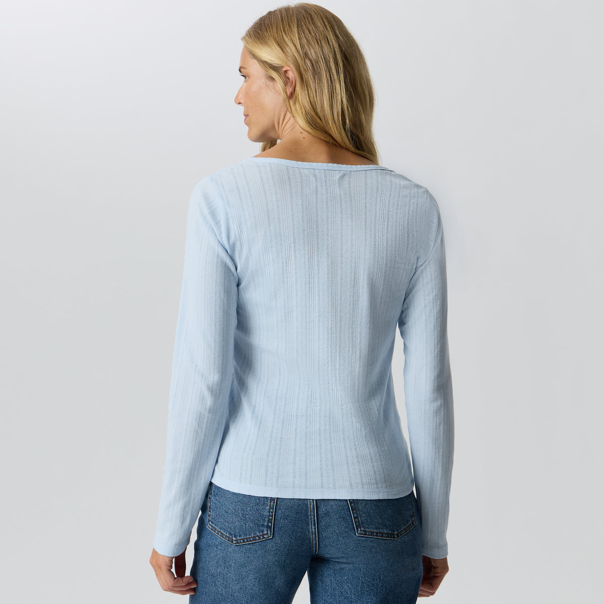 Women's Pointelle Notch-Neck Long-Sleeve Crew-Ice-2