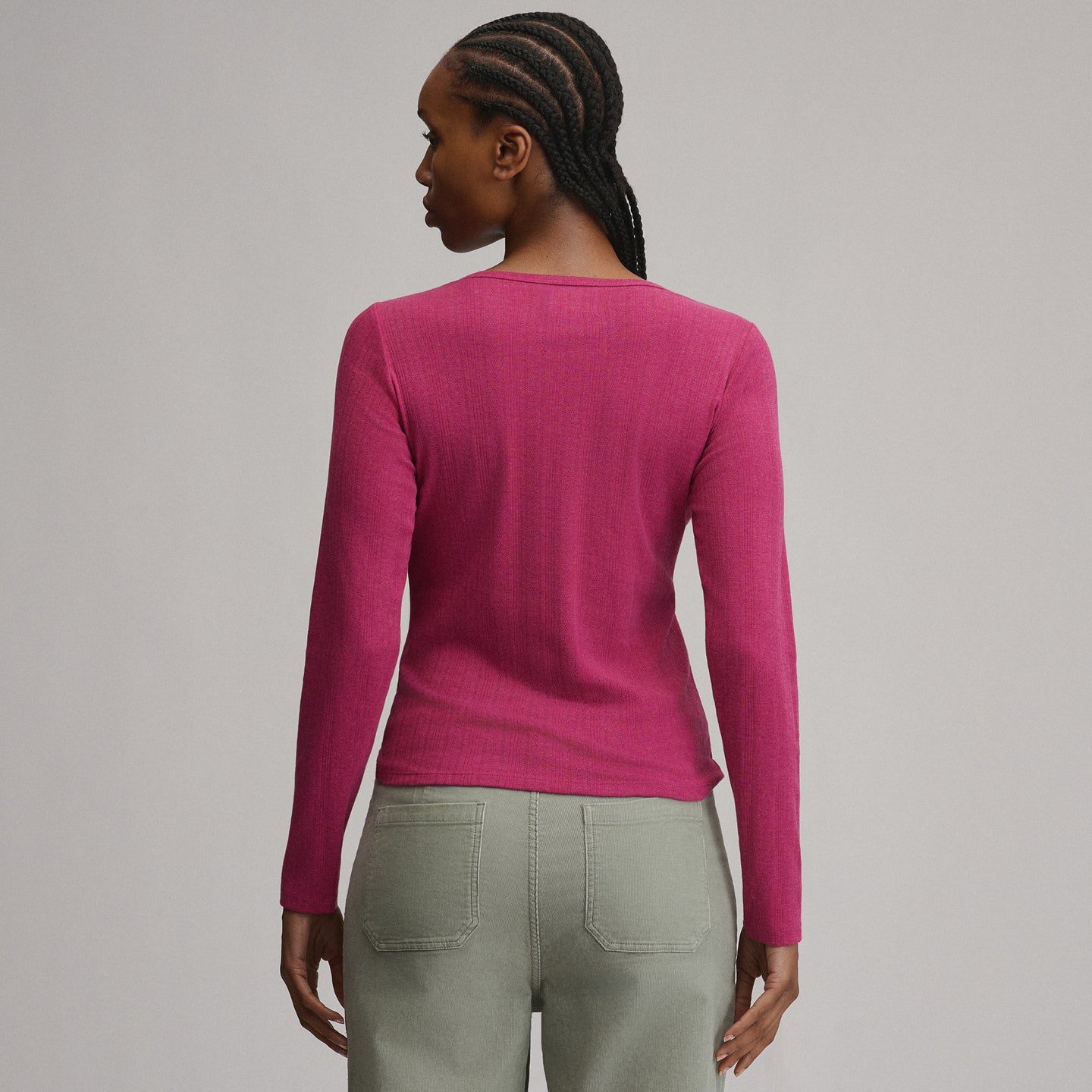 Women's Pointelle Notch-Neck Long-Sleeve Crew-Hibiscus-6