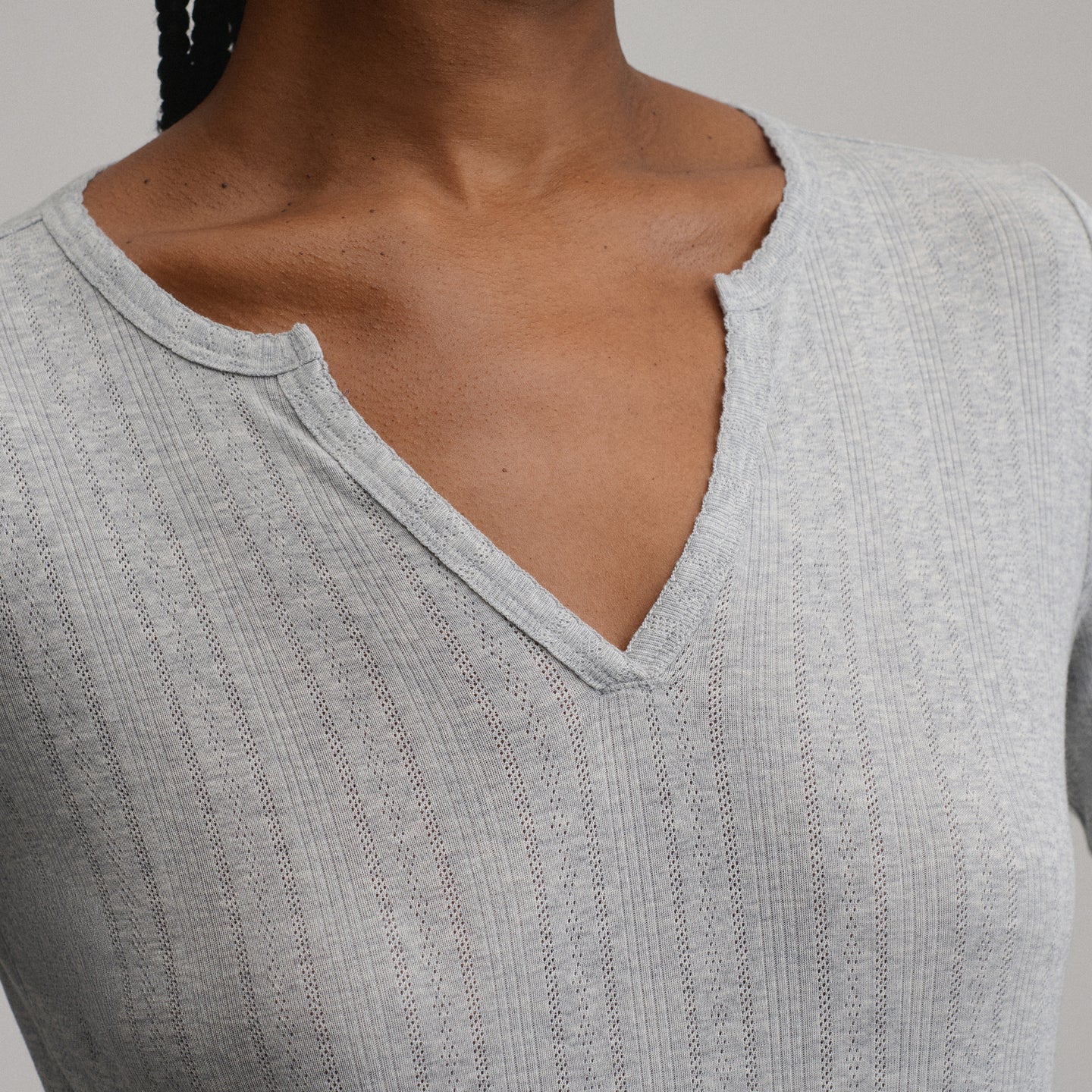 Women's Pointelle Notch-Neck Long-Sleeve Crew-Light Hthr Gray-11