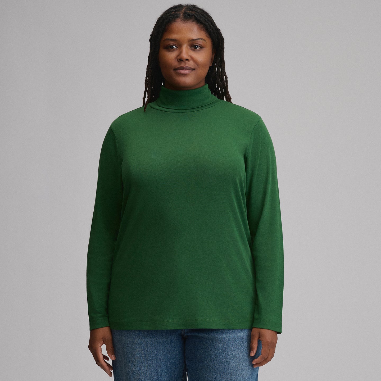 Women's Long-Sleeve Everyday Turtleneck-Dark Mint-1