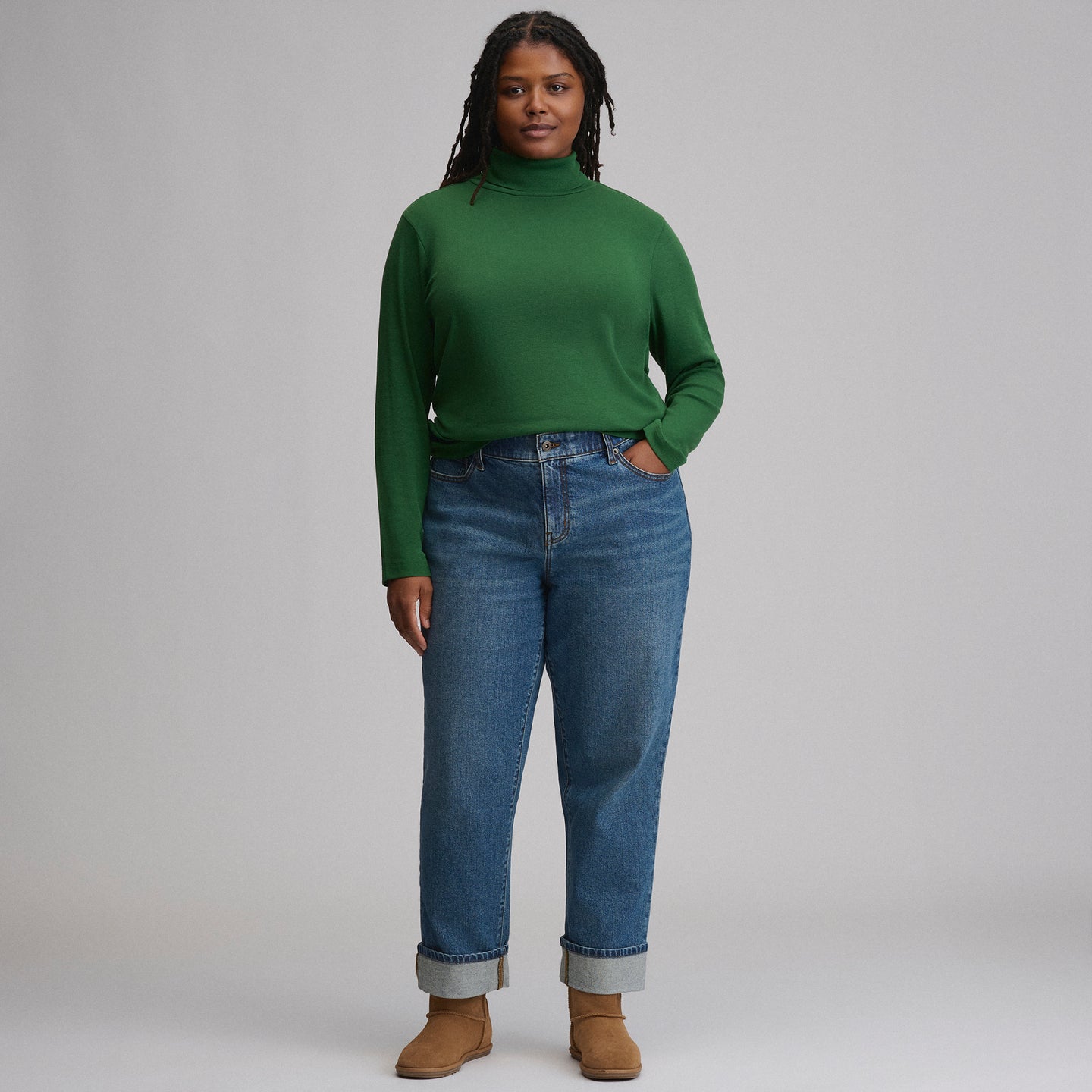 Women's Long-Sleeve Everyday Turtleneck-Dark Mint-4