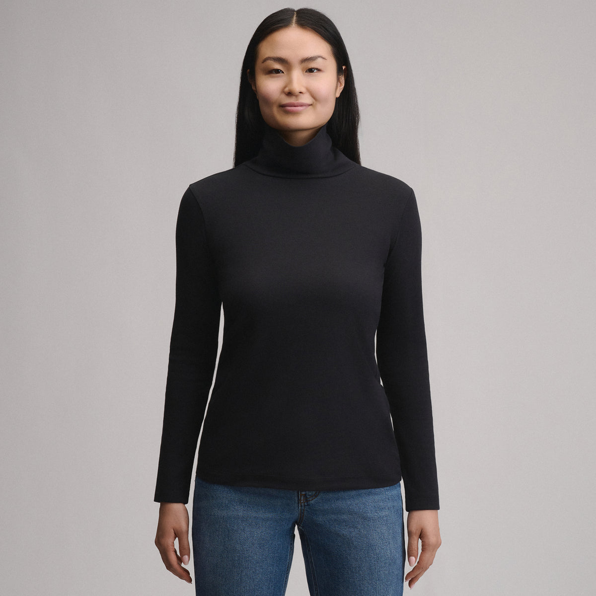 Women's Long-Sleeve Everyday Turtleneck-Black-1