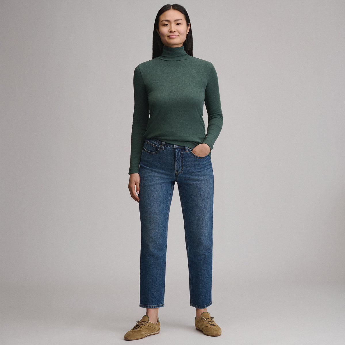 Women's Long-Sleeve Everyday Turtleneck-Dark Mint-12