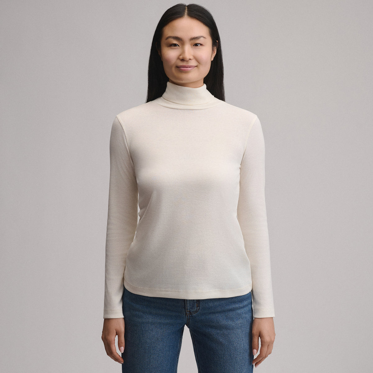 Women's Long-Sleeve Everyday Turtleneck-Ivory-13