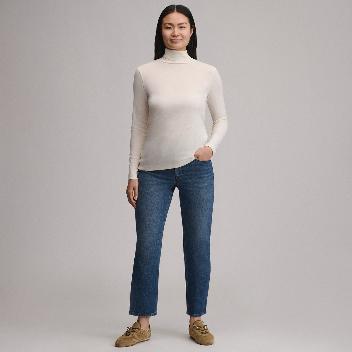 Women's Long-Sleeve Everyday Turtleneck-Ivory-16