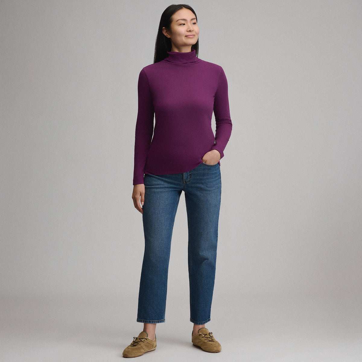 Women's Long-Sleeve Everyday Turtleneck-Wine Berry-24