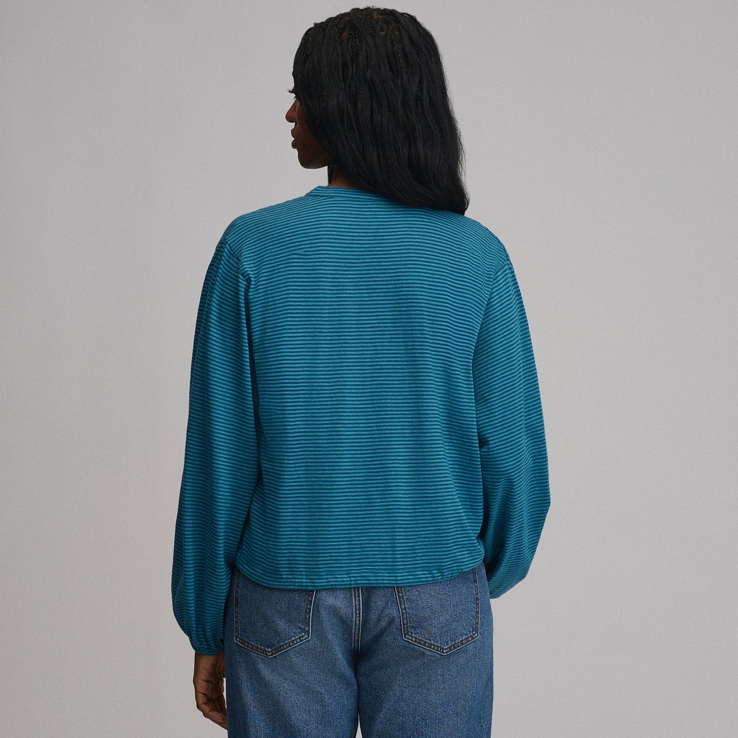 LS Buttondown  Fem Top-Meridian Blue-2