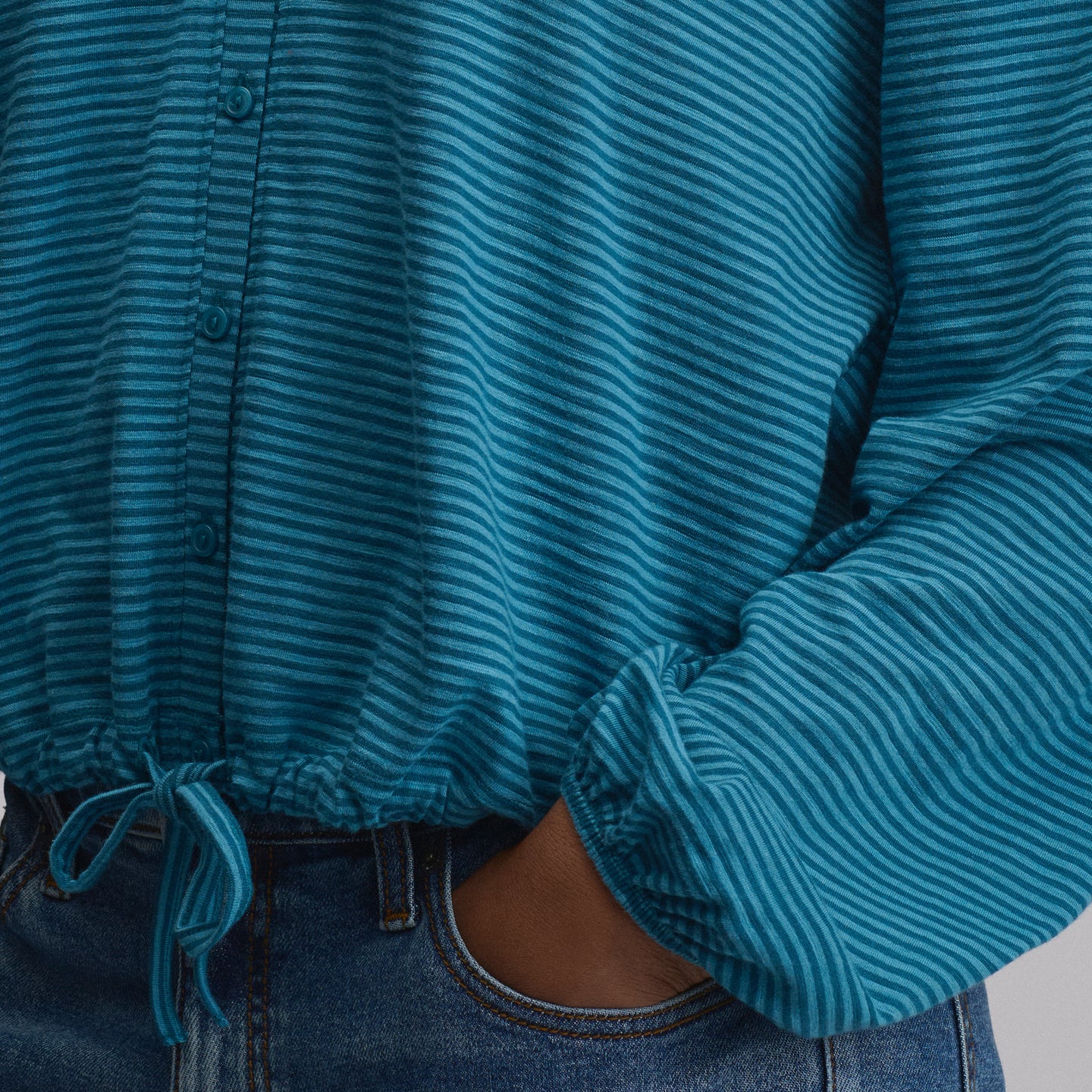 LS Buttondown  Fem Top-Meridian Blue-3