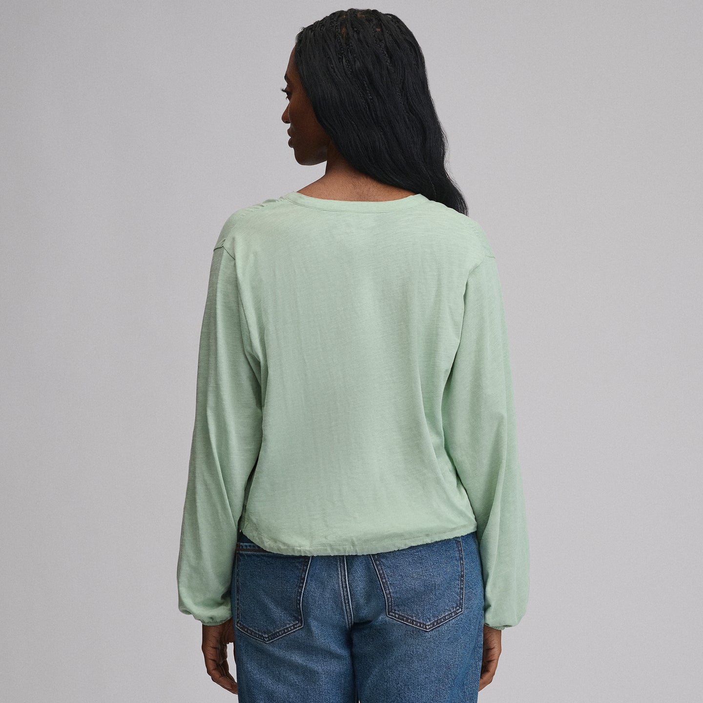 LS Buttondown  Fem Top-Limestone-10