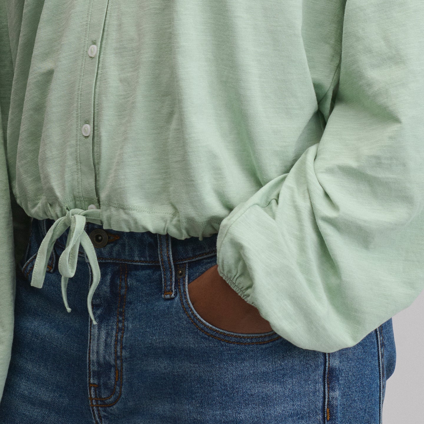 LS Buttondown  Fem Top-Limestone-11