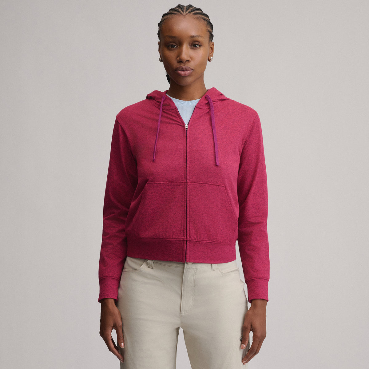 Women's Long-Sleeve Train Ascent Full-Zip Hood Pullover-Hibiscus-1