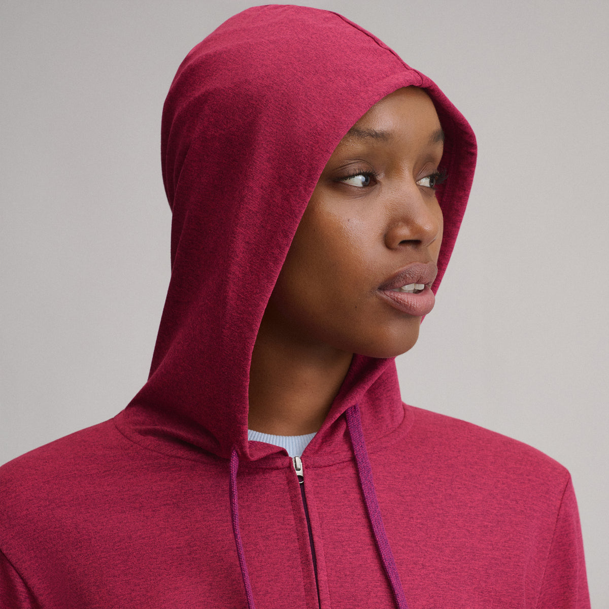 Women's Long-Sleeve Train Ascent Full-Zip Hood Pullover-Hibiscus-4