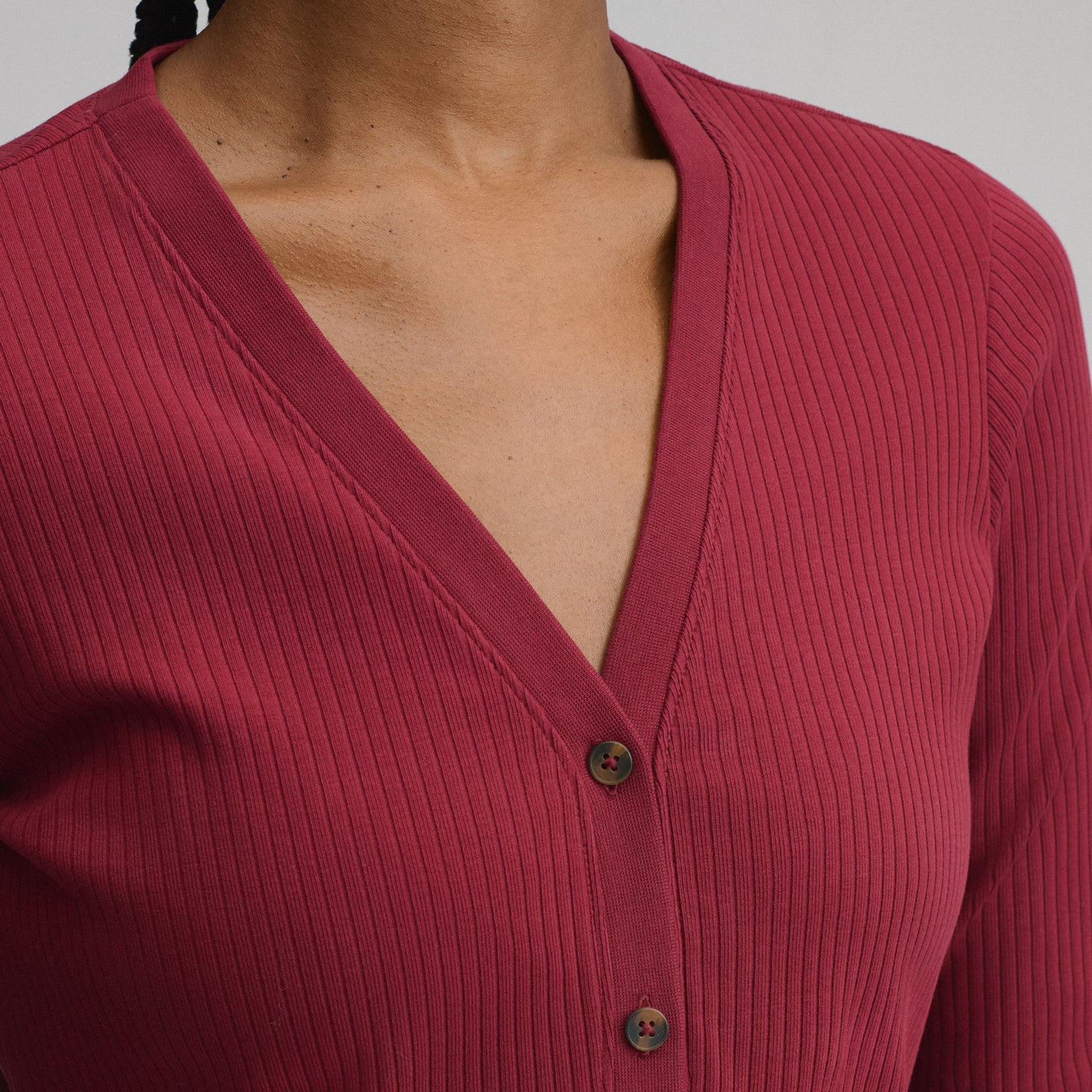 Women's Long-Sleeve Button Front Ribbed Knit Midi Dress-Blossom-11