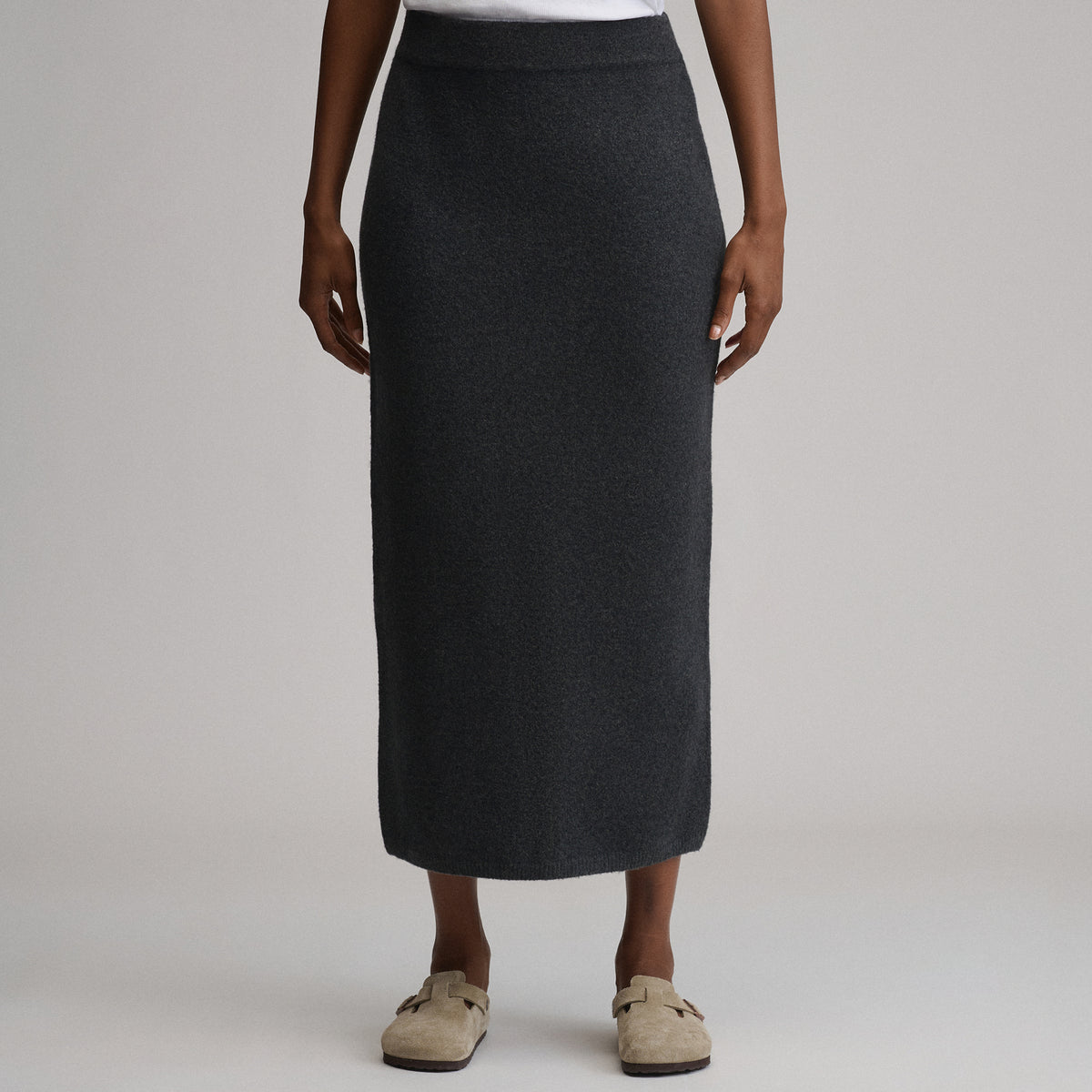 Women's Sweater Midi Skirt-Charcoal Heather-1