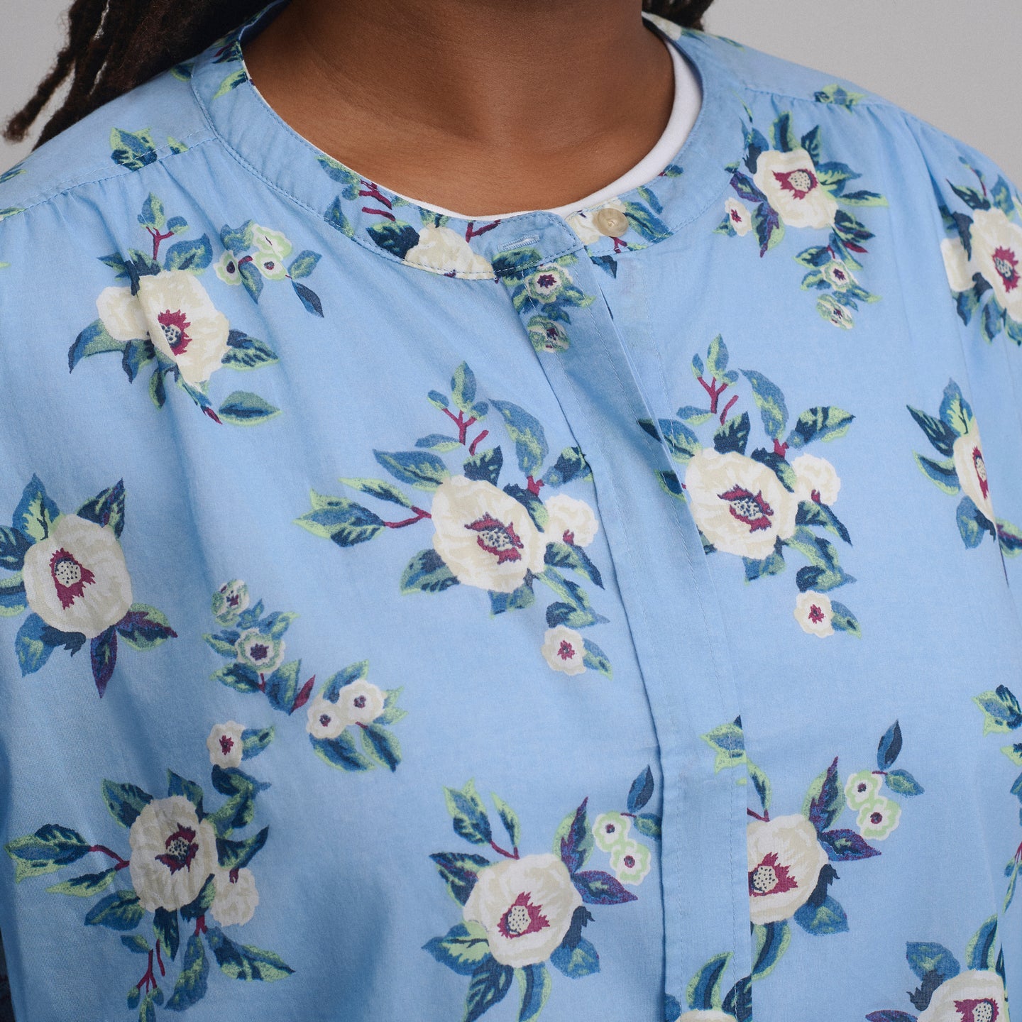 Women's Long-Sleeve Collarless Button-Down Shirt-Cascade-7