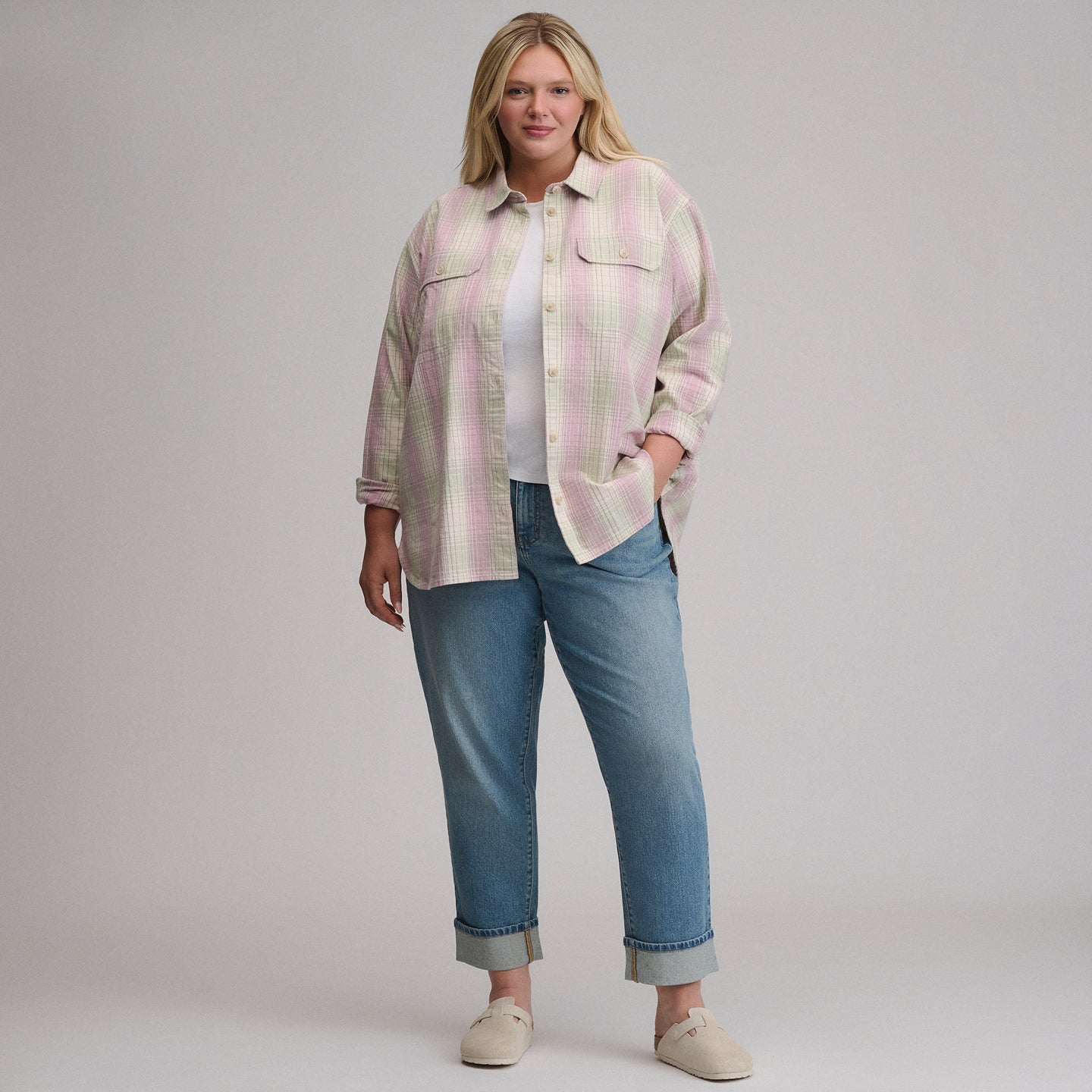 Women's Lowlands Boyfriend Overshirt-Light Pink-4