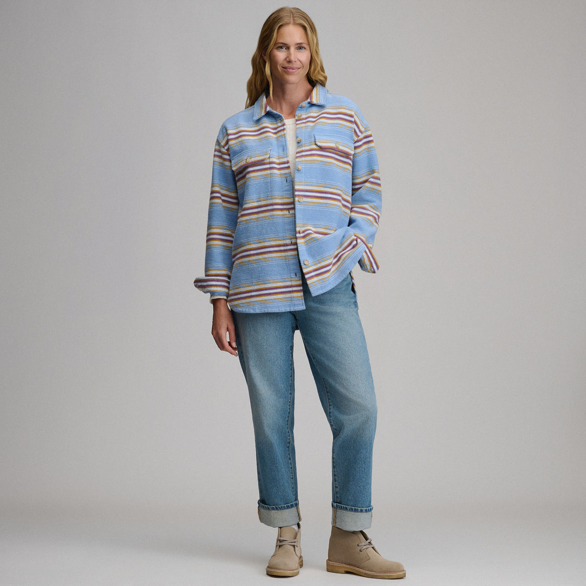 Women's Lowlands Boyfriend Overshirt-Cascade-4