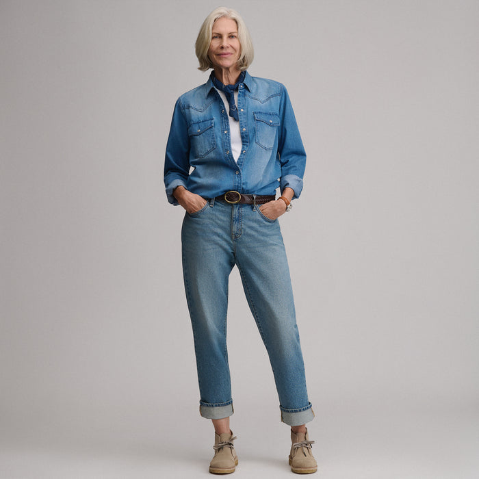 Women's Long-Sleeve Western Denim Shirt