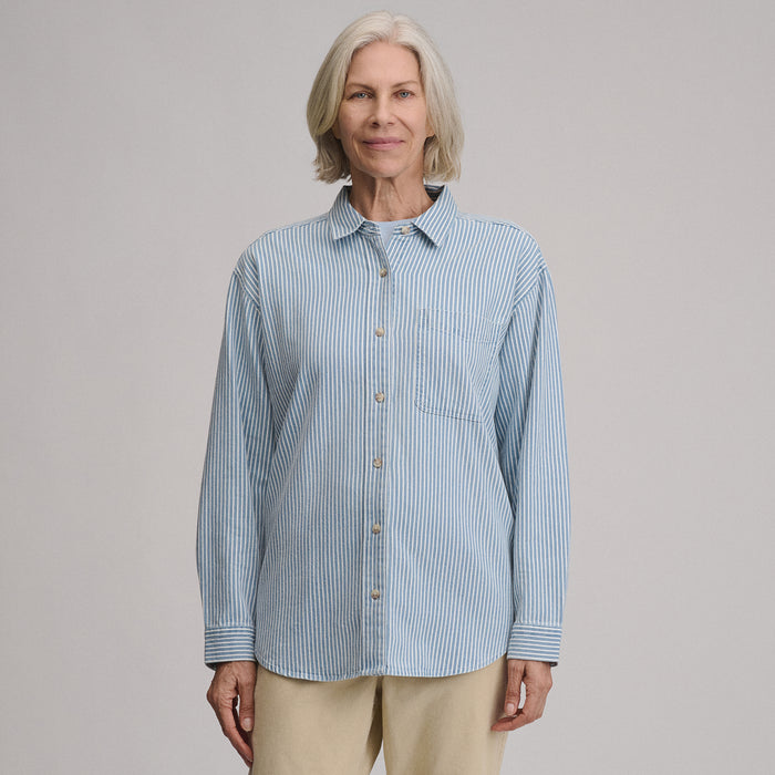 Women's Long-Sleeve Denim Boyfriend Overshirt