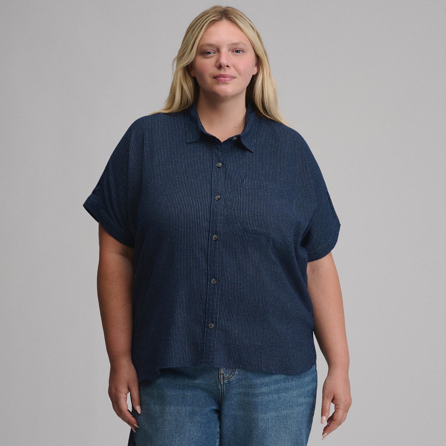 Women's Field Flex Flannel Short-Sleeve Shirt-Navy-5