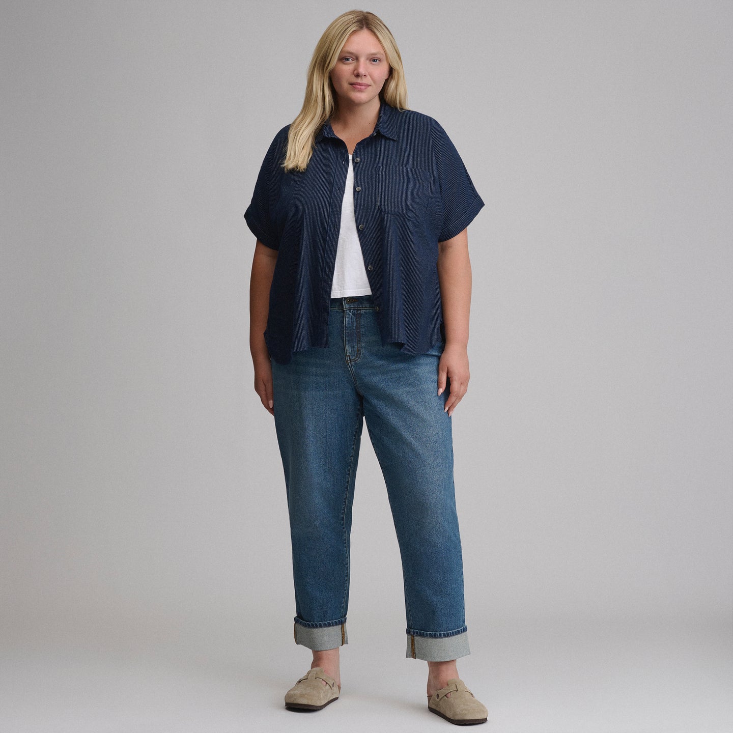 Women's Field Flex Flannel Short-Sleeve Shirt-Navy-8