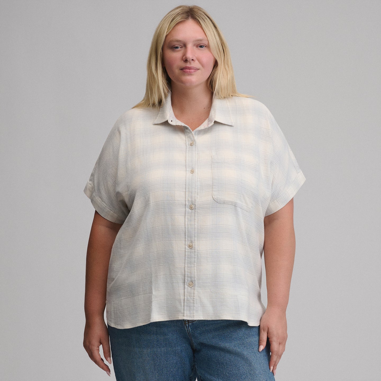 Women's Field Flex Flannel Short-Sleeve Shirt-Stone-13