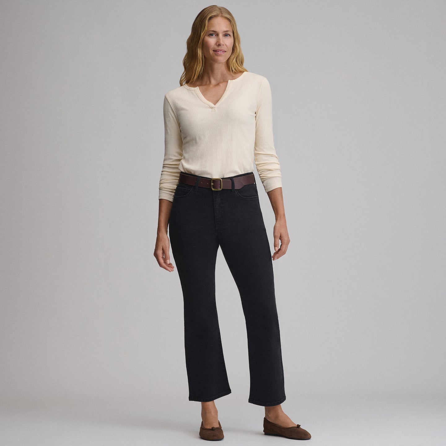 Women's Venture Stretch Kick-Flare Jean-Black-4