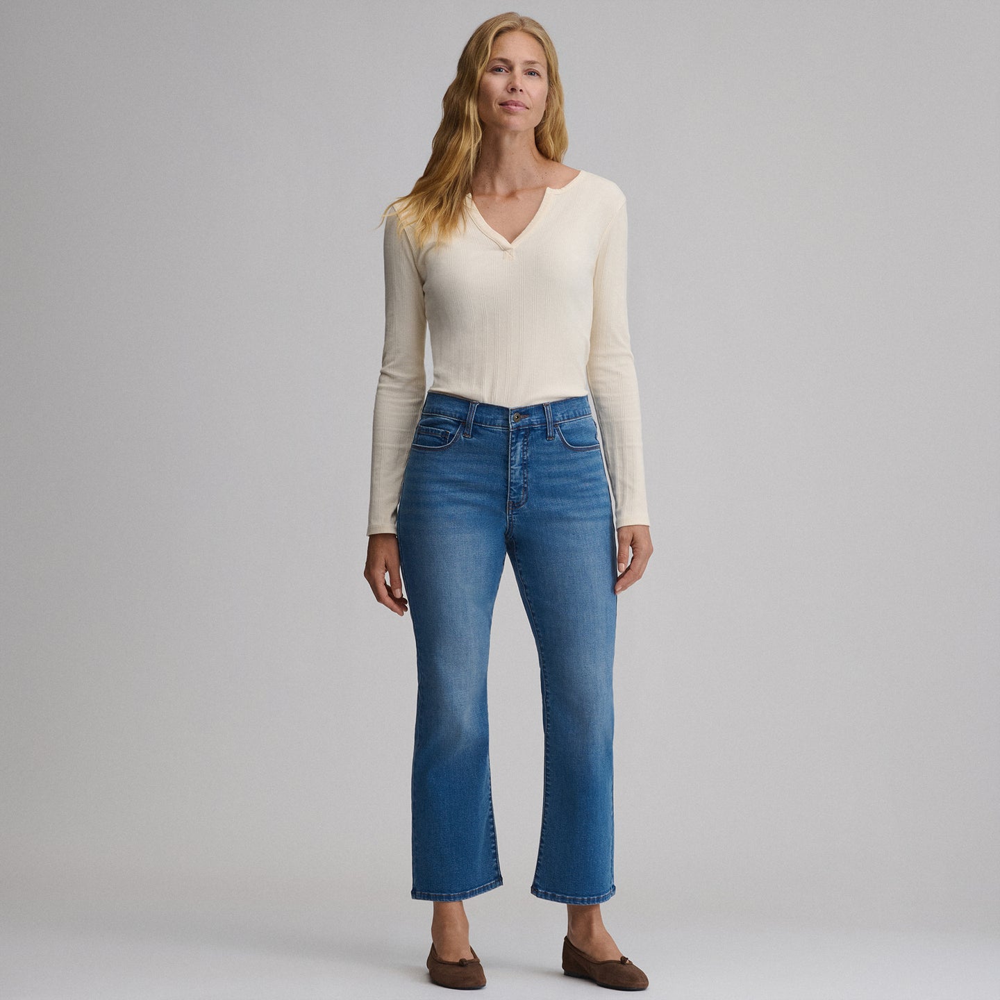 Women's Venture Stretch Kick-Flare Jean-Misty Blue-12