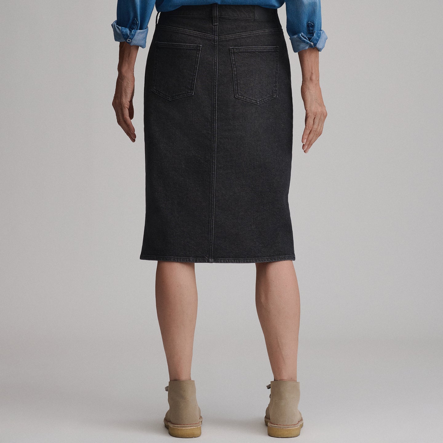 Women's Iconic Denim Skirt-Charcoal-2