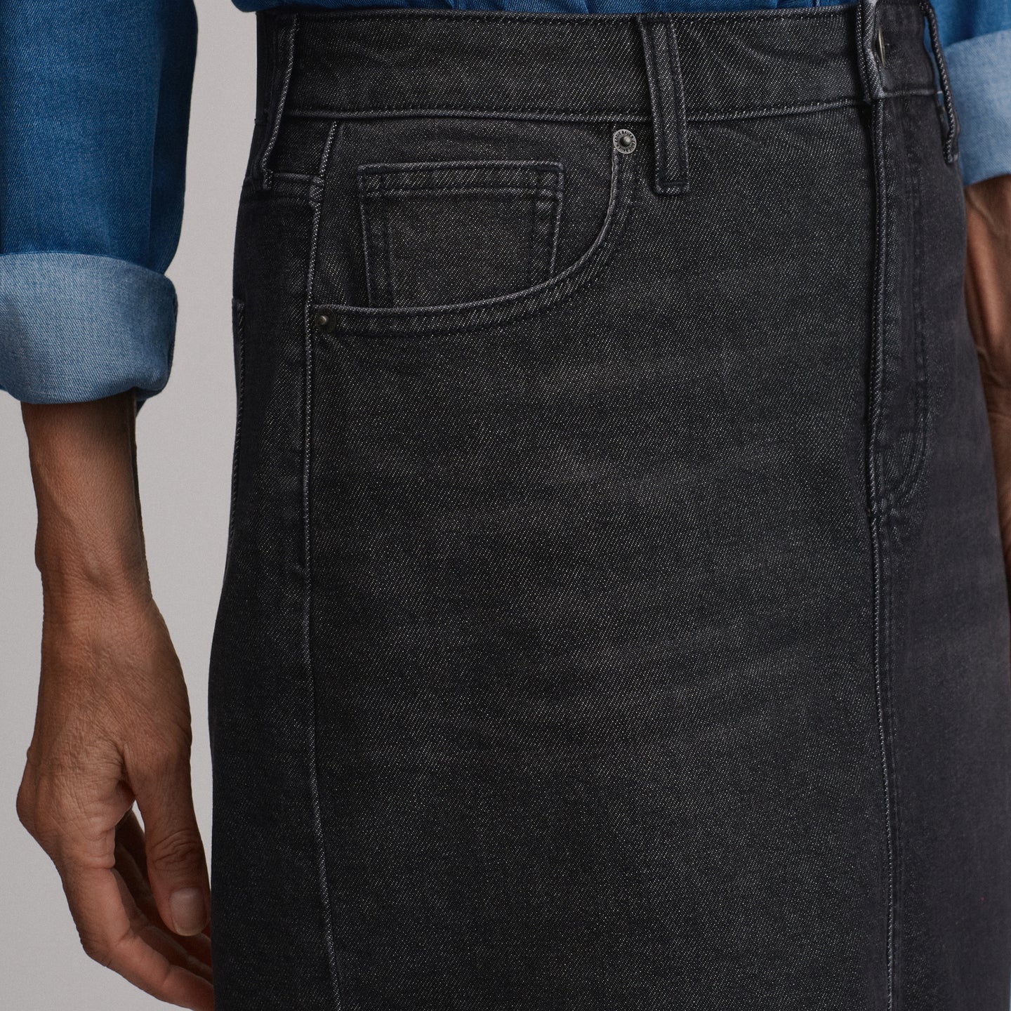 Women's Iconic Denim Skirt-Charcoal-3