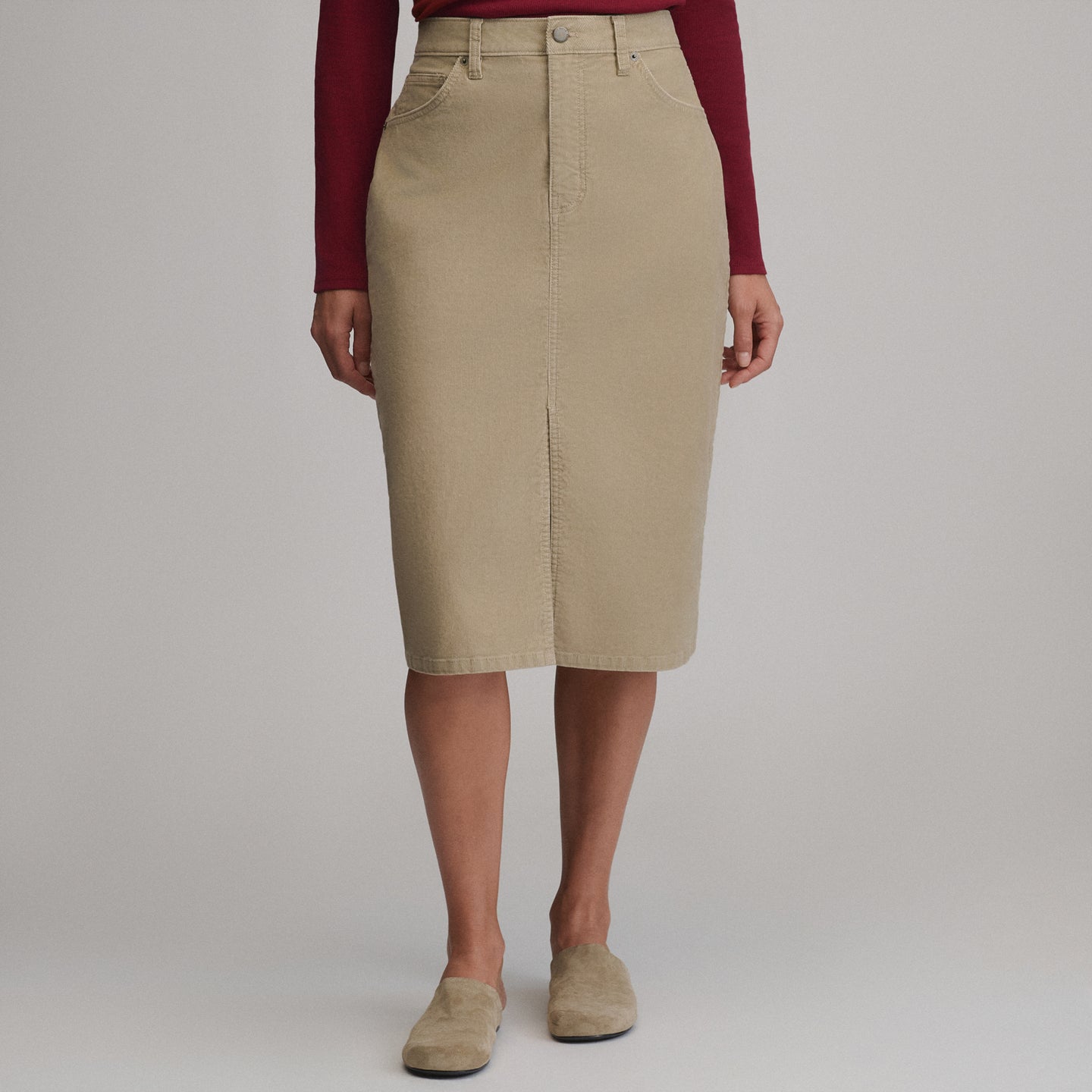 Women's Cord Skirt-Cordovan-1